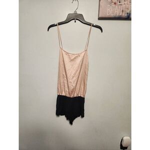 Victoria Secret Colorblock Bodysuit Cami One Piece Tank Cream Black Large